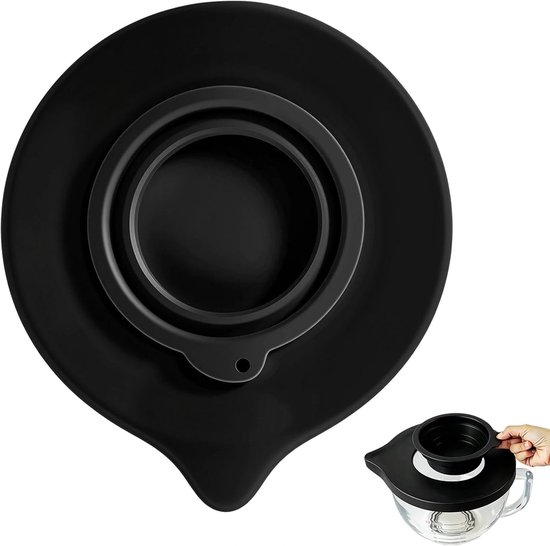 SnelShoppen - Reservekom voor KitchenAid K5GB 4,5-5L - Robuust Spatdeksel met Schenktuit - Glazen Kom Accessoires voor Blender - Zwart
