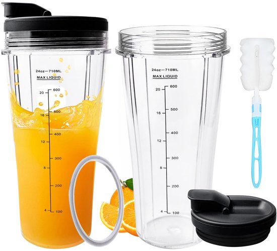 SnelShoppen - Reserveonderdelen voor Blender - 2 Stuks 710 ml Beker - Compatibel met Mixers SS100, SS101, SS300 - Blenderbeker voor Keuken en Smoothie van Snelshoppen