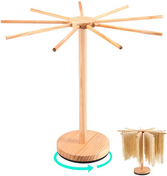 SnelShoppen - Roterende Pastamachine voor het Drogen van Pasta, Inklapbare Pastadroger voor Spaghetti en Fettuccine, Keukenaccessoire voor Thuis en Fe
