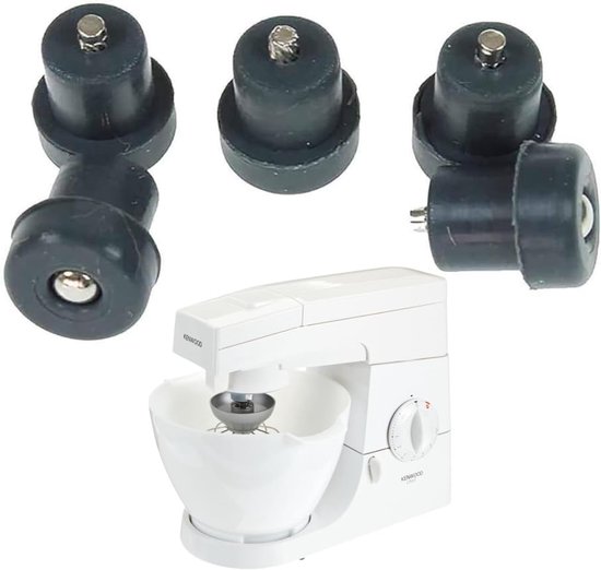 SnelShoppen - Rubber Voeten Set van 5 - Geschikt voor Kenwood Chef A901, A701, KM200 Series - Zwart Antislip Voeten met Schroeven voor Stabiliteit in