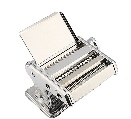 SnelShoppen - RVS pastamachine handmatig met 2 noedelrollers voor verse spaghetti, fettuccine en lasagne - Antislip handvat, ideaal voor keuken en zel