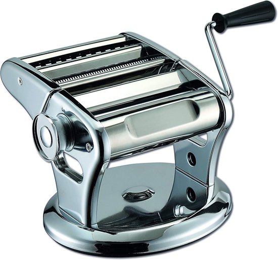SnelShoppen - RVS Pastamachine - Hoogwaardige Aluminium Snijrol - 9-Voudige Dikte Instelling - Dubbele Stabiliteit met Zuigbasis en Tafel Klem - Ideaa