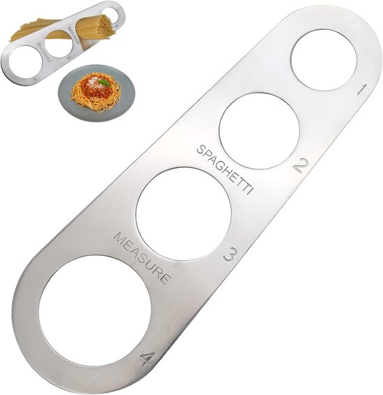SnelShoppen - RVS Spaghetti Portioner, Spaghetti Maat voor Pasta, Roestvrij Staal, 4 Maten 40mm 35mm 30mm 25mm, Ideaal voor Familie Keuken