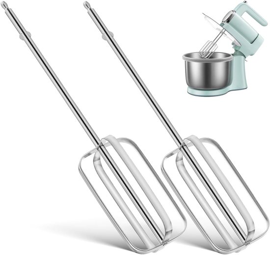 SnelShoppen - Set van 2 handmixer-bezems, reserve-eiergarde van roestvrij staal, universele opzetstukken voor keuken en deegkneedgereedschap, perfect