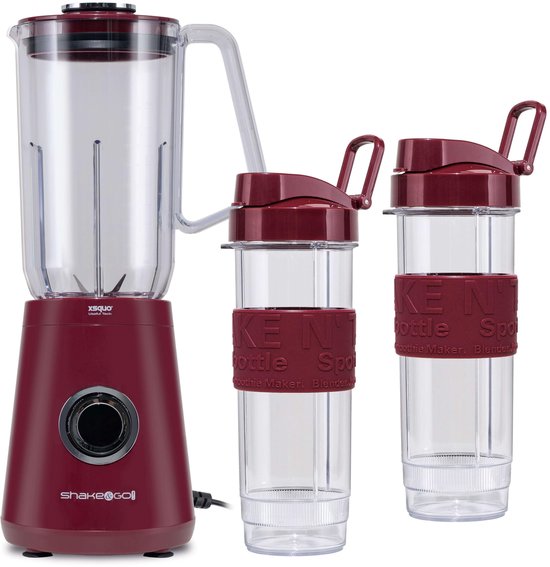 SnelShoppen - Shake & G 3-in-1 persoonlijke blender 500 W met 2 shakerflessen 570 ml, antislip bodem, 4 roestvrijstalen messen, vaatwasmachinebestendi