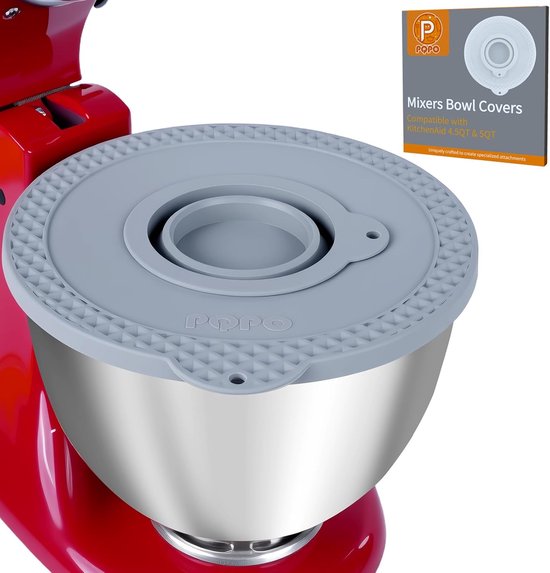 SnelShoppen - Silicone Mixer Bowl Cover voor KitchenAid 4.5-5 Quart Tilt Head Stand Mixer - Grijze Afdekking met Sterke Sluiting voor Deegfermentatie