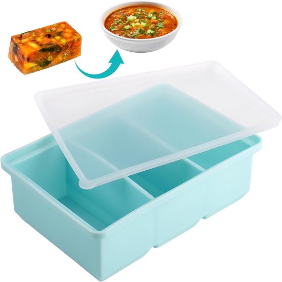 SnelShoppen - Silicone Soep Vriescontainers met Deksel, Extra Grote Jumbo IJsblokvorm | Vriesbakje voor Soepopslag, Ideaal voor Keuken, Camping en Gez