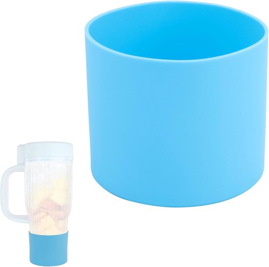 SnelShoppen - Siliconen Antislip Hoes voor Blender Beker, Krasbestendig & Valbestendig, BPA-vrij, Blauw, 8 cm Diameter, Perfect voor Smoothies en Reiz