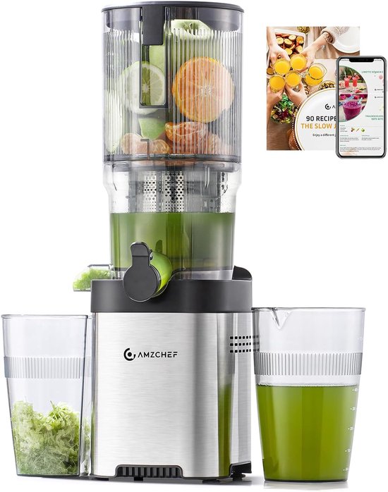 SnelShoppen - Slow Juicer 136mm - Elektrische Sapcentrifuge voor Fruit en Groenten - Koude Pers Juicer met 2 Filters - Stil en Makkelijk Schoon te Mak