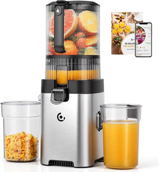 SnelShoppen - Slow Juicer 158 mm - AMZCHEF Sapcentrifuge voor Verse Sap, Eenvoudige Reiniging, Duurzaam Materiaal, Ideaal voor Keuken en Gezonde Leven