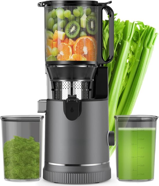 SnelShoppen - Slow Juicer 400W Cold Press Juicer met 147mm XL Opening voor Hele Vruchten en Groenten, 1.8L, BPA Vrij, Stil, Makkelijk Schoon te Maken,