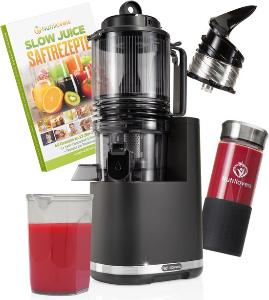 SnelShoppen - Slow Juicer NUTRI-PRESS MAX+ - Zwart - Professionele Sapcentrifuge voor Gezonde Sappen, Stille Motor, Makkelijk Schoon te Maken, Perfect