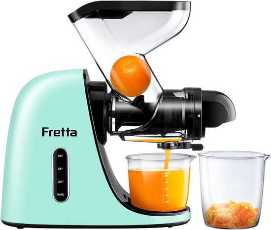 SnelShoppen - Slow Juicer Persmachine RVS voor Fruit en Groenten, 200 W, Koudpersmachine, Elektrisch, 76 mm Opening, Hoog Sapopbrengst, Eenvoudig Scho