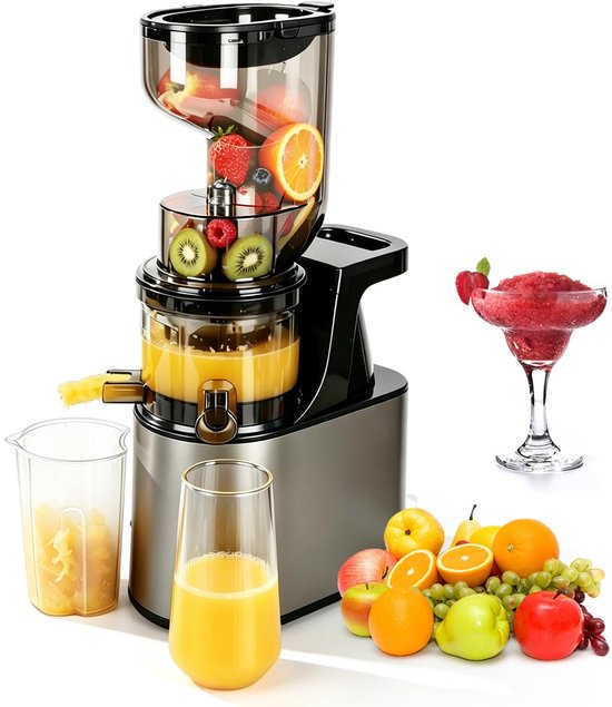 SnelShoppen - Slow Juicer Sapcentrifuge 300 W met XXL 160 mm Vulschacht voor Hele Vruchten en Groenten, 90% Sapopbrengst, 2 Zeefsysteem voor Sap, Sorb