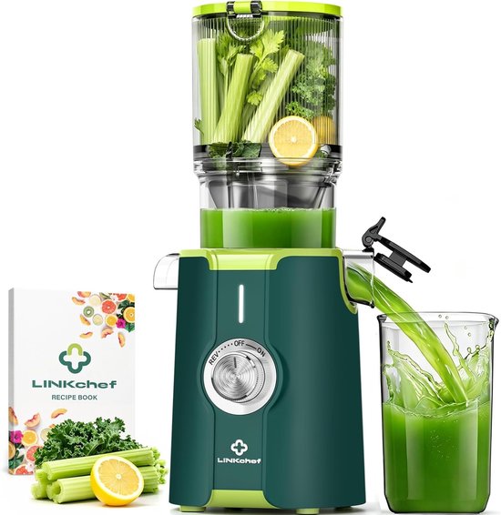 SnelShoppen - Slow Juicer, sapcentrifuge voor groente en fruit, 115mm opening voor hele vruchten, BPA-vrij, 200W, makkelijk schoon te maken, stil, gro