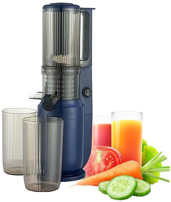 SnelShoppen - Slow Juicer Sapcentrifuge voor Hele Groenten en Fruit, RVS, 150W, Zwart - Gezonde Sapmaker voor Keuken, Smoothies, en Ontbijt