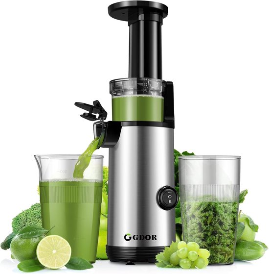 SnelShoppen - Slow Juicer voor Fruit en Groenten, Hoog Sapopbrengst, Krachtige en Stille Juicer, 600 ml, BPA-vrij, Makkelijk Schoon te Maken, Inclusie