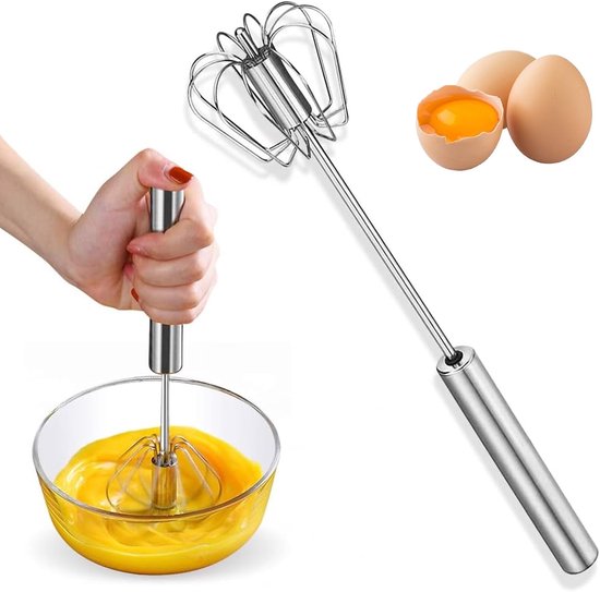 SnelShoppen - Snow Brush, Semi-Automatische RVS Eimixer, Multifunctionele Rotatiegarde, Hoogwaardige Handmixer voor Koken, Kloppen, Mengen en Melk Mix