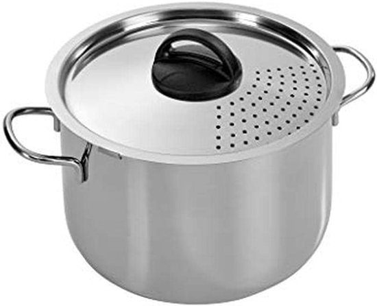 SnelShoppen - Spaghetti Scolaveloce 22 cm RVS, 5.5L, Vaatwasmachinebestendig, Geschikt voor Gas, Elektrisch, Halogeen en Keramische Kookplaten, Ideaal