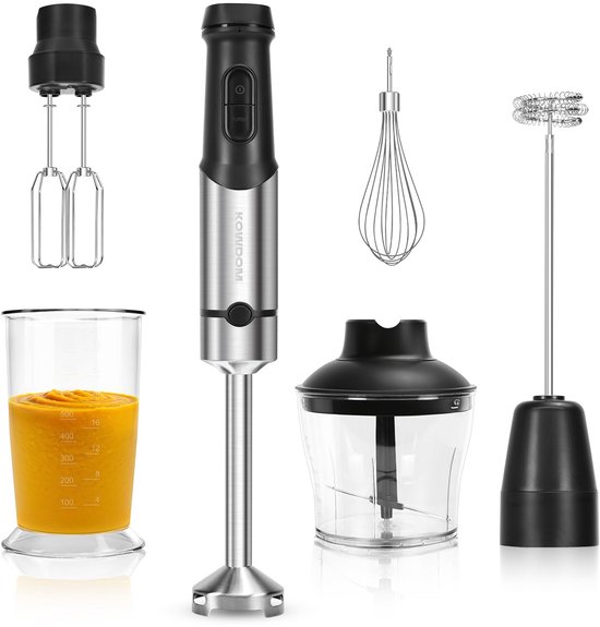 SnelShoppen - Staafmixer set 1200W met 12 snelheden & turbofunctie – roestvrijstalen pureerstaaf voor smoothies, soepen, babypap – incl. 800 ml maatbe