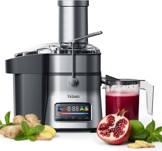SnelShoppen - Super Juicer Professionele RVS Juicer voor Groenten & Fruit - 1500W - Extra Grote Vulopening - 2.5L Pulp Bak - 1L Sapbeker - LED Kleuren