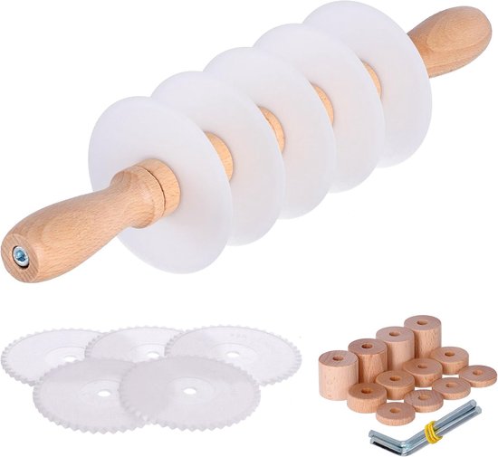 SnelShoppen - Tagliapasta Roller - Professionele Pastasnijder met 5 Glad en 5 Getande Derlin Bladen - Duurzaam, Veilig en Veelzijdig voor de Keuken