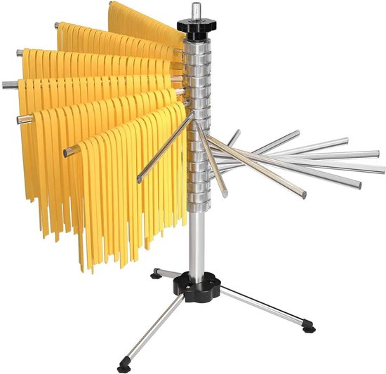SnelShoppen - Tebery Pasta Droger voor 2.5 kg Verse Pasta, 16 Uittrekbare Armen, Vouwbaar Spaghetti Droogrek, Ideaal voor Keuken en Pasta Liefhebbers