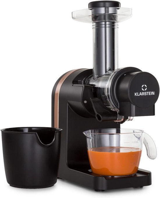 SnelShoppen - Verticale Slow Juicer 200 W met 400 ml Reservoir - BPA-vrij, Makkelijk Schoon te Maken, Zwart - Voor Vers Fruit en Groente Sap