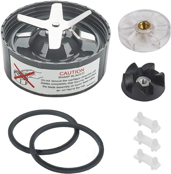 SnelShoppen - Vervangende Extractor Blade voor Blender - Geschikt voor 600W en 900W - Inclusief Silicone Rubber Gaskets, O Ring, Anti-Vibratie Pad - K