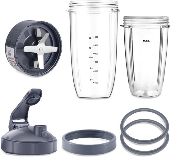 SnelShoppen - Vervangingsbekers voor Blender, Nutribullet Bekers, Extractiemes met 2 Bekers, Flip-Top Deksel, Dekselring & Rubberen Pakking, Keukenacc