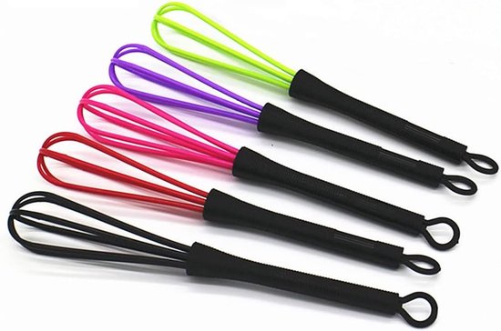 SnelShoppen - Whisk Gereedschap Set 5-delig Lange Handgreep Multi-Functionele Handmixer voor Haarverf, Eieren, Bakken, Room Mixen - Willekeurige Kleur