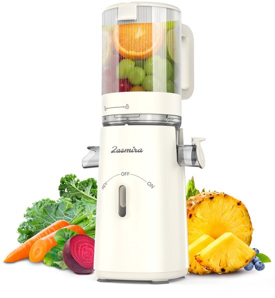 SnelShoppen - Zasmira Slow Juicer sapcentrifuge voor groenten en fruit, 120 mm brede vulschacht, ideaal voor gezonde sappen, keuken, eenvoudig in gebr
