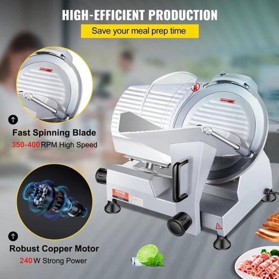 Snijmachine -Vleessnijder - Alles Snijder - Vleessnijder Dun - Vleessnijmachine voor Thuis - 240W - 350-400RPM - Commerciële Vleessnijder van Corenia