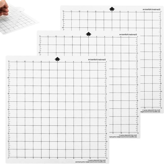 Snijmat Set voor Silhouette Cameo 4/3/2/1, 30 x 30 cm, 3 Stuks, Flexibele en Antislip Snijmatten voor Vinyl en Creatief Naaiwerk