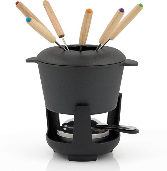 SNJY® Fondueset - Fondue - Fonduepan - 1L - 6 Personen - Zwart