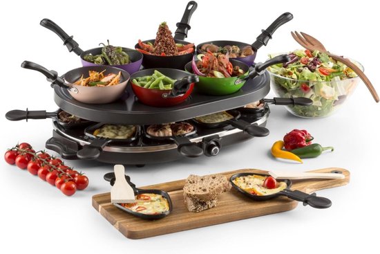 SNJY® Gourmetstel - Gourmetplaat - Gourmet Elektrisch - 8 Personen - 1200 W - Zwart