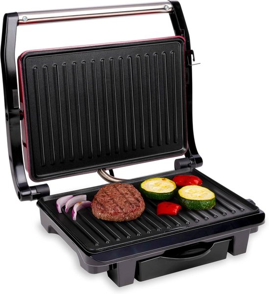 SNJY® Grill Apparaat - Bakplaat Electrisch - Tafelgrill - 1000 W - Zwart/Rood