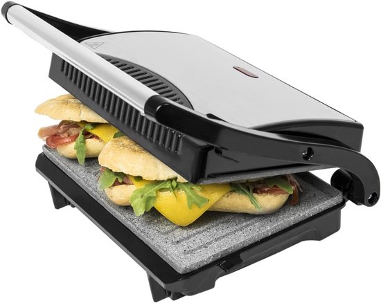 SNJY® Grill Apparaat - Bakplaat Electrisch - Tafelgrill - 700 W - Staal/Zwart