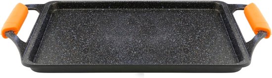SNJY® Grillplaat Inductie - Bakplaat Inductie - Grill Apparaat - Aluminium Pan - 37 x 25 cm - Zwart