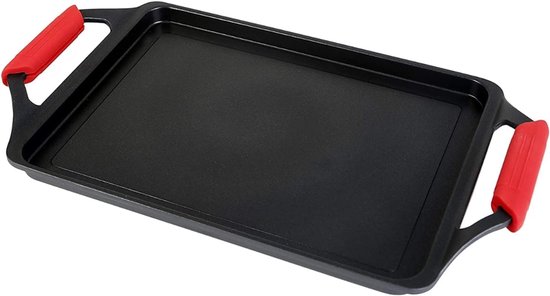 SNJY® Grillplaat Inductie - Bakplaat Inductie - Grill Apparaat - Aluminium Pan - 43 x 25 cm - Zwart