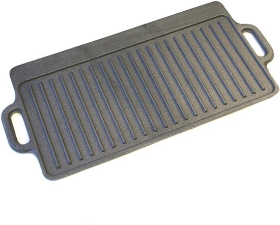 SNJY® Grillplaat Inductie - Bakplaat Inductie - Grill Apparaat - Gietijzeren Pan - 45 x 23 cm - Zwart