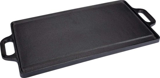 SNJY® Grillplaat Inductie - Bakplaat Inductie - Grill Apparaat - Gietijzeren Pan - 50,5 x 23 cm - Zwart