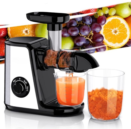 SNJY® Slowjuicer - Juice Maker - Extracteur De Jus - 150W - 700ML - Zwart/Zilver van SNJY