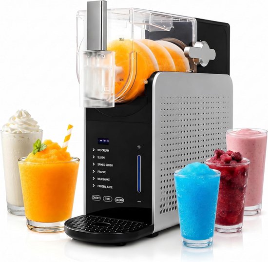 SNJY® Slush Machine - Slush Puppy Maker - IJsmachine - 6 Programma's - 2,5 L - 200 W - Zwart