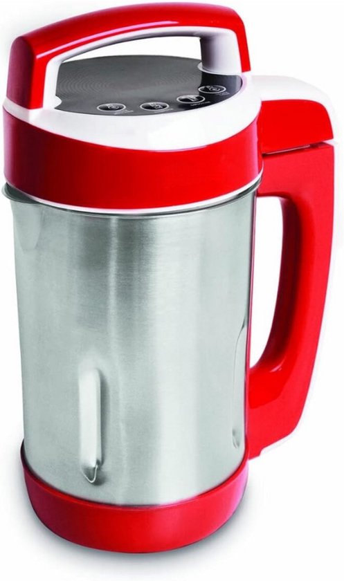 Soepmaker - 1.1 Liter - 850 W - Mixfunctie - 2 Programma's - Soupmaker - Blender - Soepmixer - Smoothie Maker - Warmhoudfunctie - 14.4 x 21.5 x 30.5 cm - RVS/Kunststof - Zilver/Rood van Merkloos