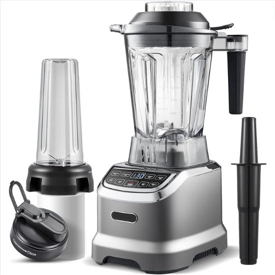 Soepmaker 2 Liter - Blender Met 2 Mengmethoden - Multifunctionele Smoothie Blender - Krachtige 2000W Mixer - Grijs van Nuvance