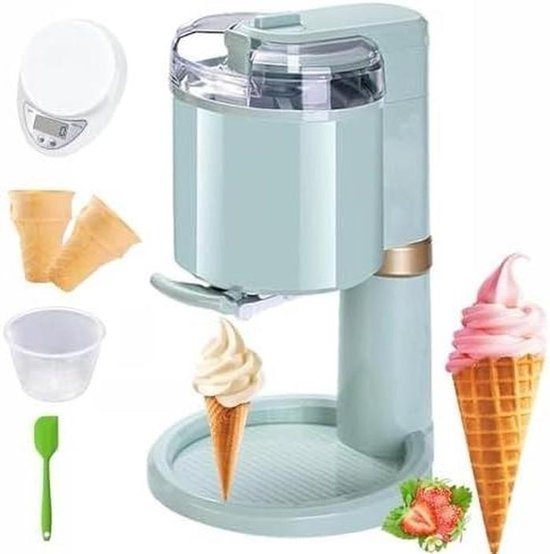 Soft Serve IJsmachine - IJsmaker Dessertmaker - Thuis Desserts Maken - Compact Ontwerp - 1L Capaciteit - Zilver
