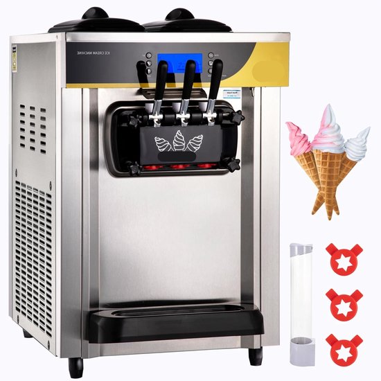 Softijs-Machine – IJsjesmaker – Soft-IJsapparaat – IJsbereider – IJsmachine – 2 X 6 Liter Mengbakken – 22-30 Liter Per Uur van Merkloos