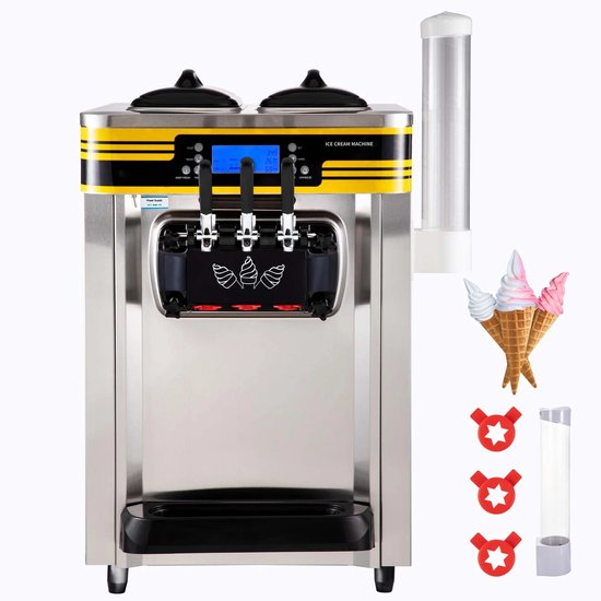 Softijsmachine – Softijsapparaat – IJsmaschine – Zachtijsmachine – Horeca Softijsmachine – 30 Liter Capaciteit – LCD Touchscreen Bedienung van Merkloos