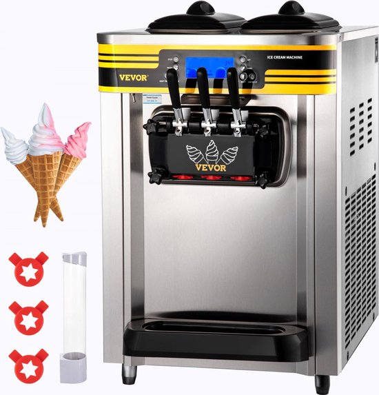 Softijsmachines Ice Cream Machine Commerciële Softijsmachine IJsmachine 2350W 22-30L/H 3 Smaken van Merkloos